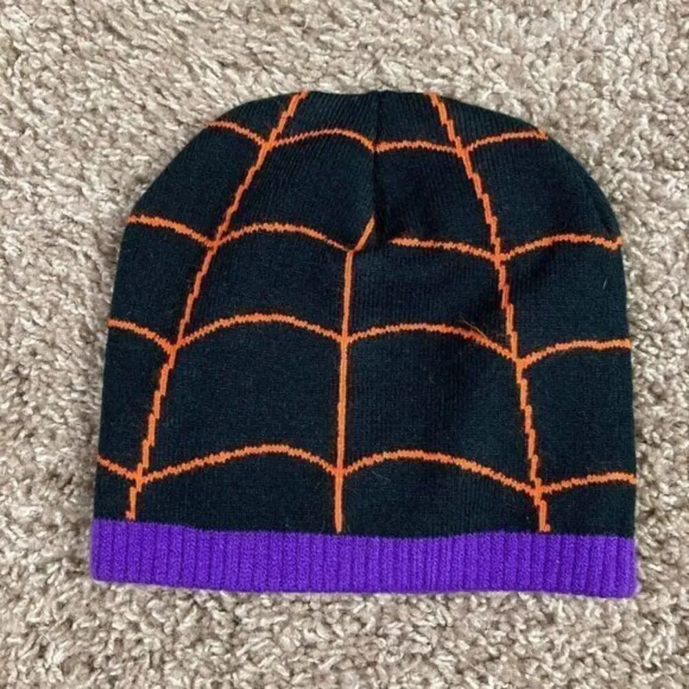 Disney Mickey Minnie Mouse Halloween Beanie Kids Black Mummy Spiderweb Knit Hat